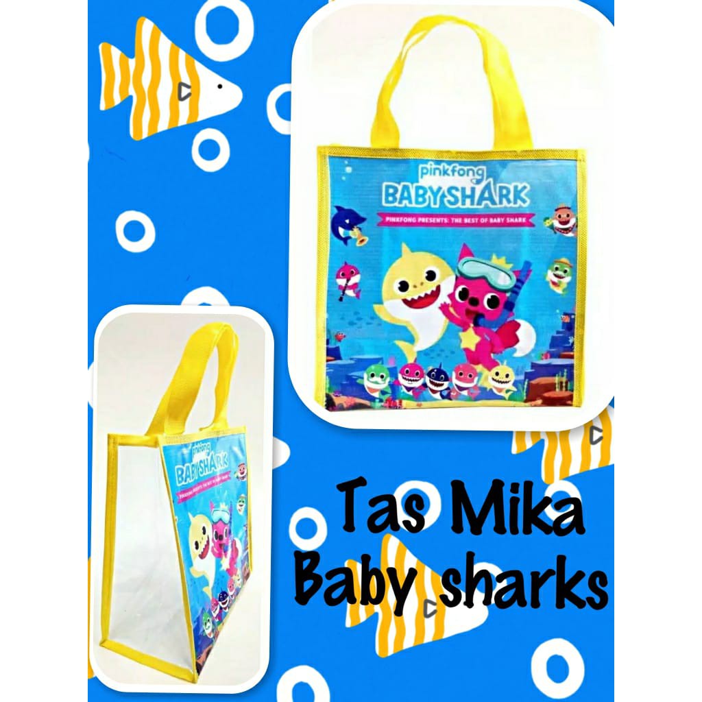 

souvenir tas mika ulang tahun anak goodiebags baby sharks