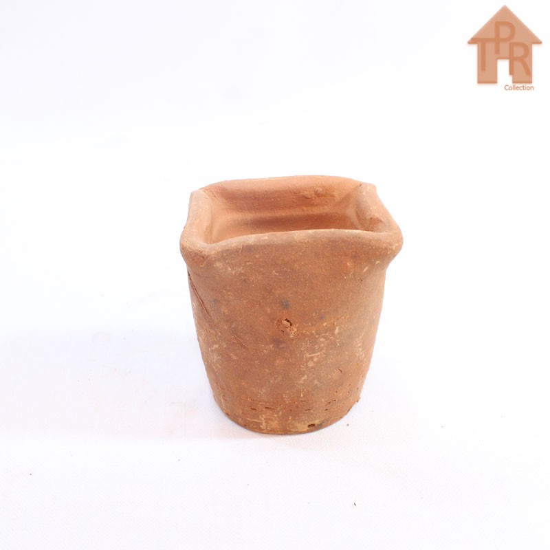 Terakota - mini pot tanah liat kotak atas - D6