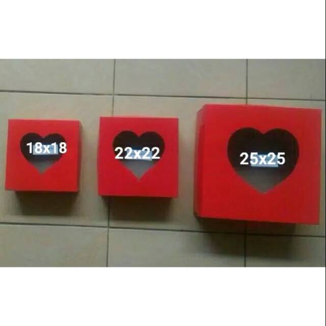 

@10pcs Dus Merah Love / Kemasan Kue size 20x20, 22x22 25x25
