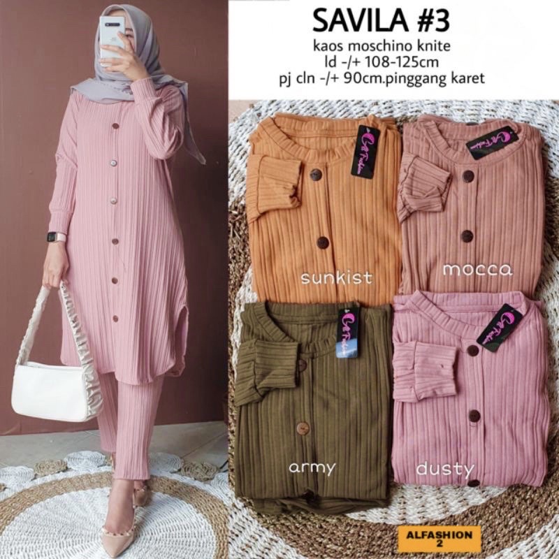 Savila Set 3 - Setelan Kaos Rajut Moschino Knit LD 104+ / SetCel One Set Celana / 331-6874