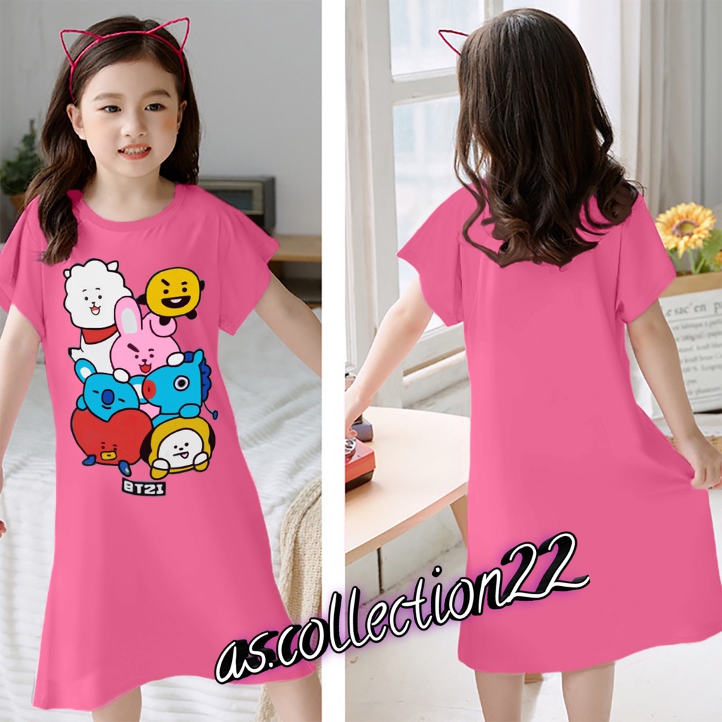 #DRESS BTZ 3//DASTER ANAK PEREMPUAN MOTIF BTZ CUTE//USIA 1-12 TAHUN