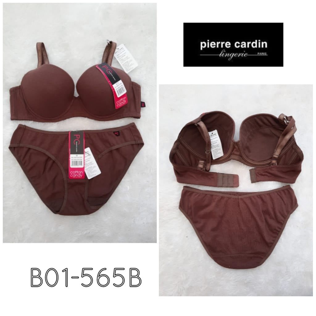 PIERRE CARDIN SALE SET BRA DAN PANTY BAHAN KATUN SIZE 36B DAN 34B B02-568 B01-565B WARNA DARK BROWN
