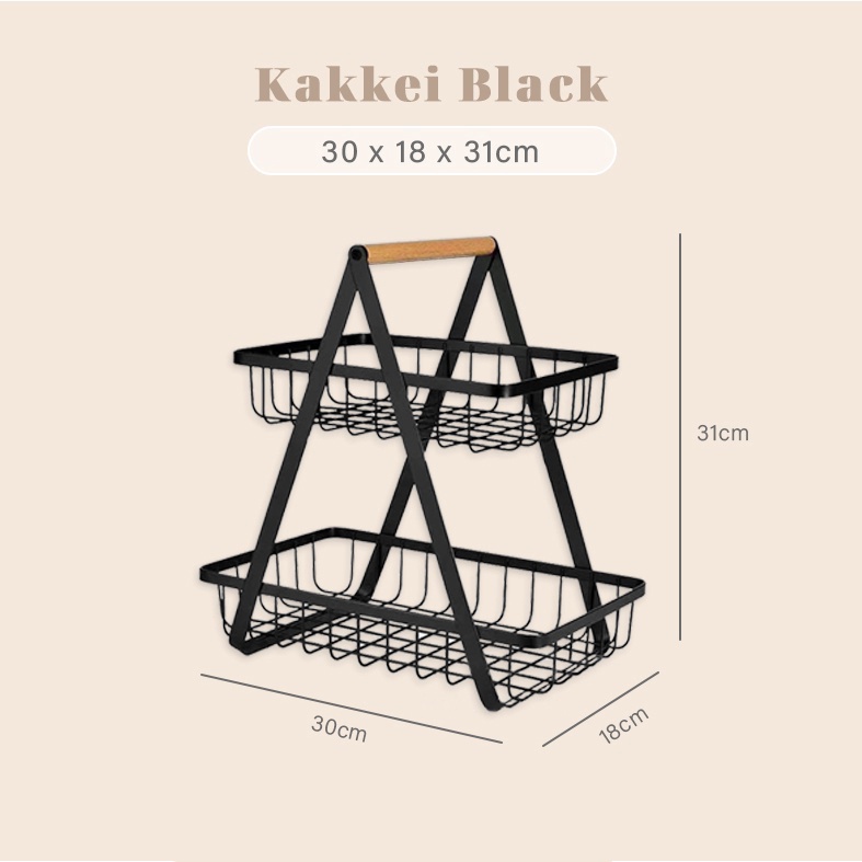 Rak Buah Besi Segitiga Tingkat 2 Serbaguna Rak Dapur Murah Black