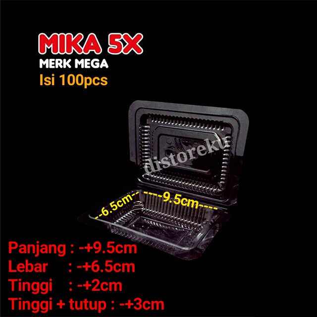 100Pcs MIKA MAKANAN BENING MIKA MEGA 5X FOOD GRADE MIKA BOX TEMPAT KUE NASI 5X