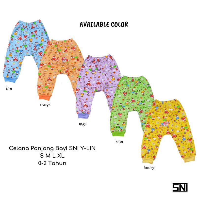 Celana Panjang Bayi Y-Lin SNI MOTIF Size S M L XL 0-2 Tahun Bahan 100% Cotton Halus Lembut Celana Bayi SNI Perlengkapan Bayi Baru Lahir