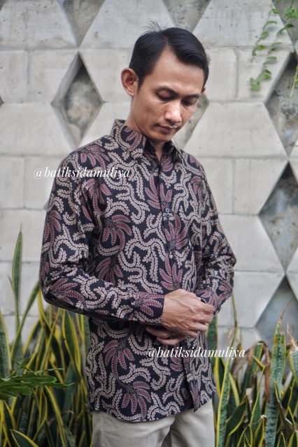 Sidamuliya Batik Kemeja Pria Slimfit Premium Anwealda Lengan Panjang