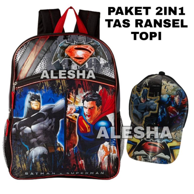 TAS RANSEL ANAK LAKI-LAKI KARAKTER NARUTO ULTRAMAN BATMAN IRON MAN/GRATIS TOPI