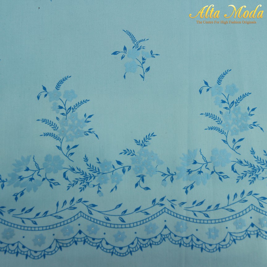 

Alta Moda Katun Stretch Motif Floral Pinggiran Warna Blue Sky (1M)