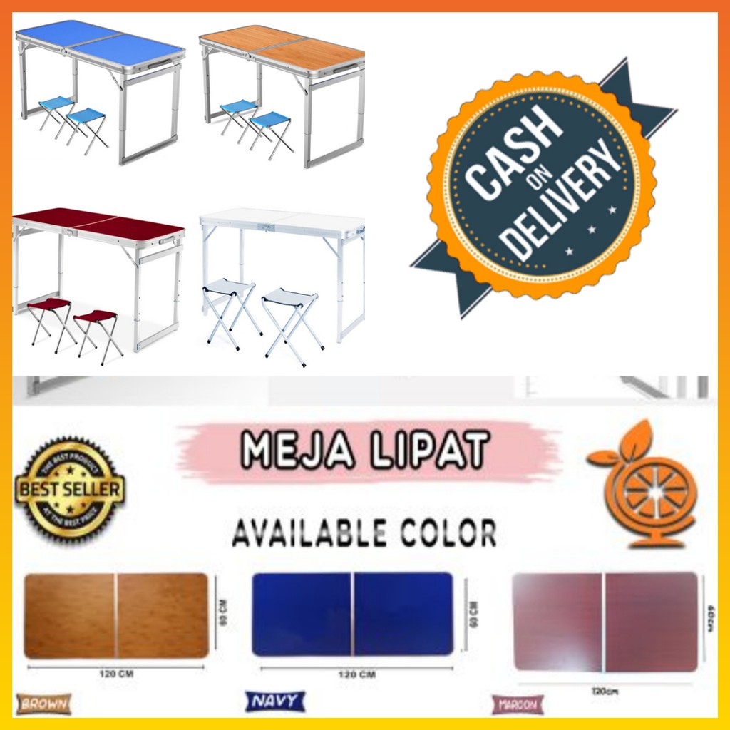 [ COD Bayar Di Tempat ] Meja Lipat Koper HPL Serbaguna / Meja Lipat Portable / Meja Lipat / Meja