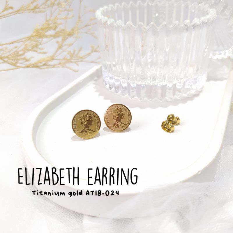 Anting patem titanium koin anting giwang titanium wanita gold tidak luntur dan anti karat