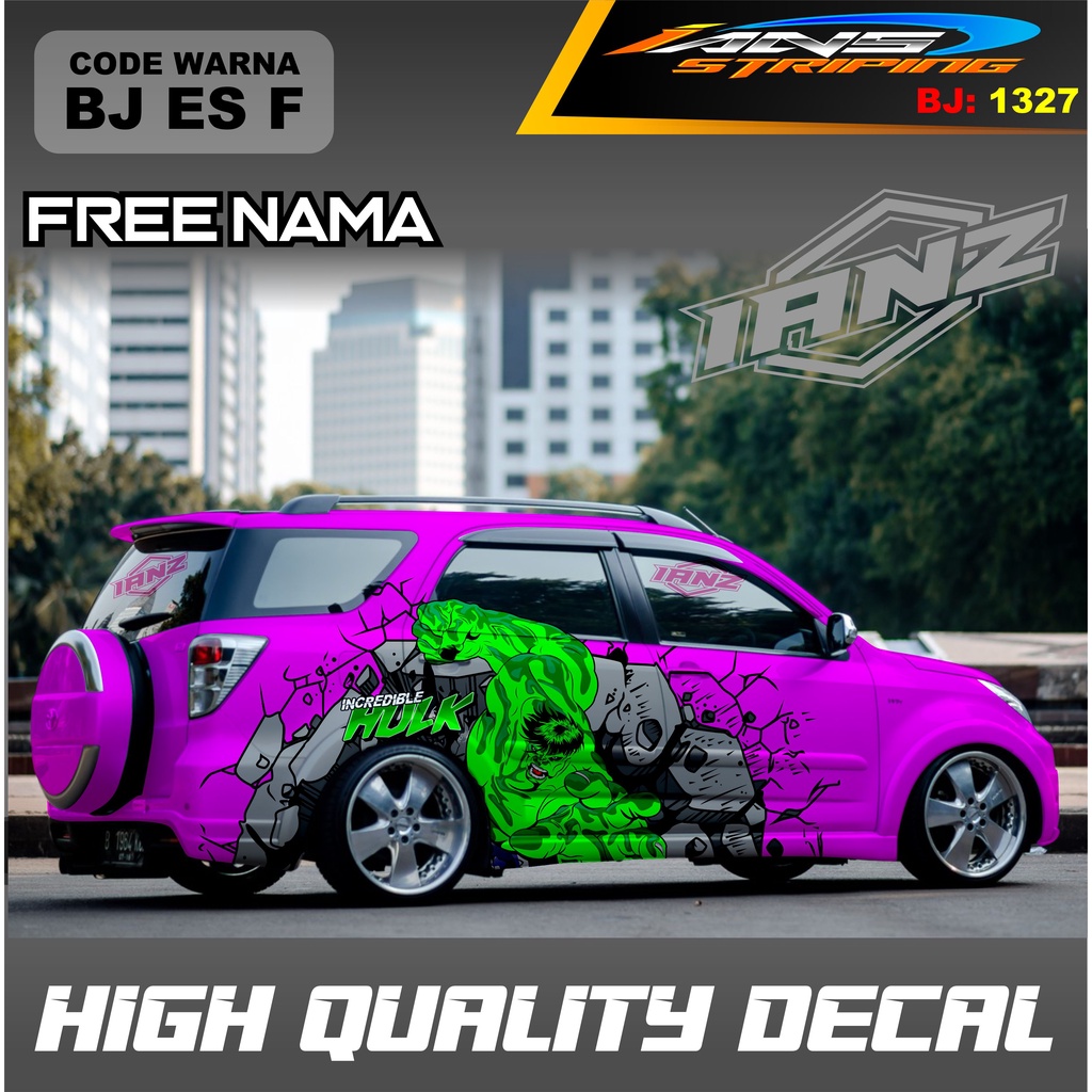 STIKER DECAL MOBIL TERIOS MOTIF HULK / DECAL STICKER MOBIL AVANZA INNOVA XENIA / STIKER MOBIL TERMURAH