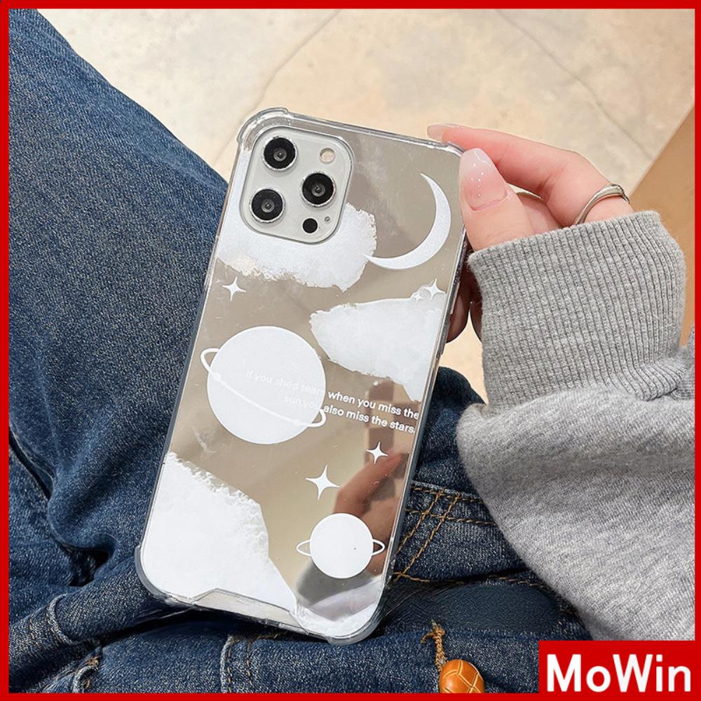 iPhone Case Acrylic Reflective Mirror Airbag Shockproof Protection Camera Moon Planet Compatible with iPhone 11 iPhone 13 Pro Max iPhone 12 Pro Max iPhone 7 Plus iPhone xr