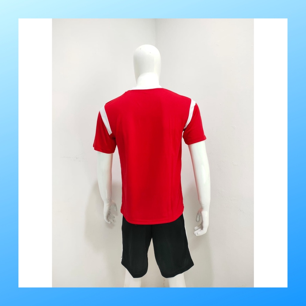 jersey futsal pria kaos sepak bola baju dan celana setelan wanita dewasa t-shirt outfit seragam jarsey kostum olahraga pakaian apparel print sport jersy soccer casual jersi suit AD165 merah