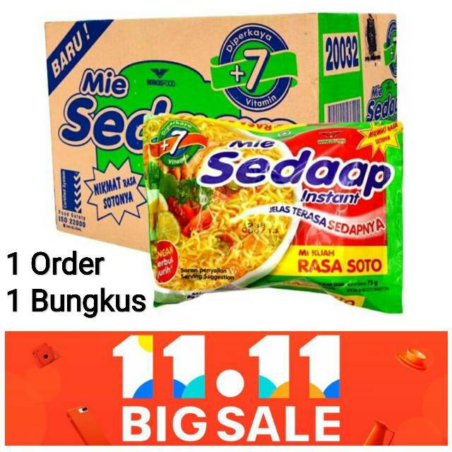 Promo Mie Sedaap Rasa Soto  1order 1bungkus Murah Sedap indomie supermie bukan geprek goreng kuah