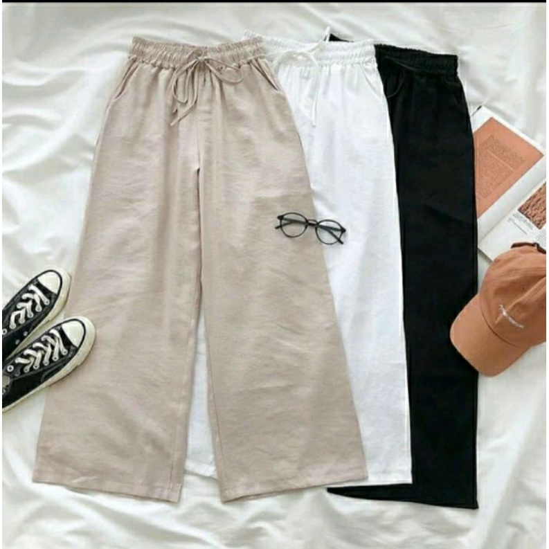 Kulot Widi pants serut linen rami/celana kulot premium