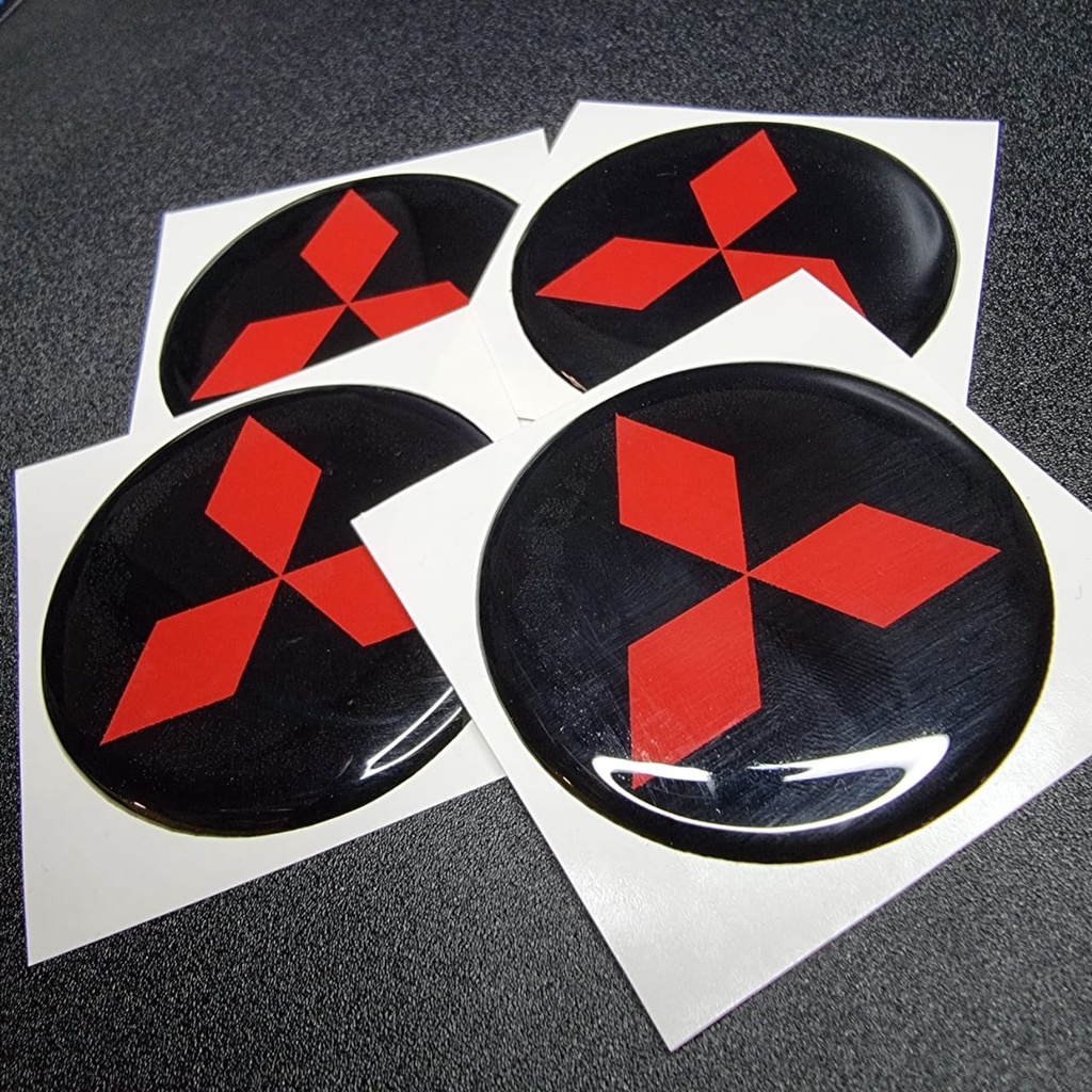 STIKER EMBLEM VELG MOBIL MITSUBISHI DIAMETER 65MM LENTUR