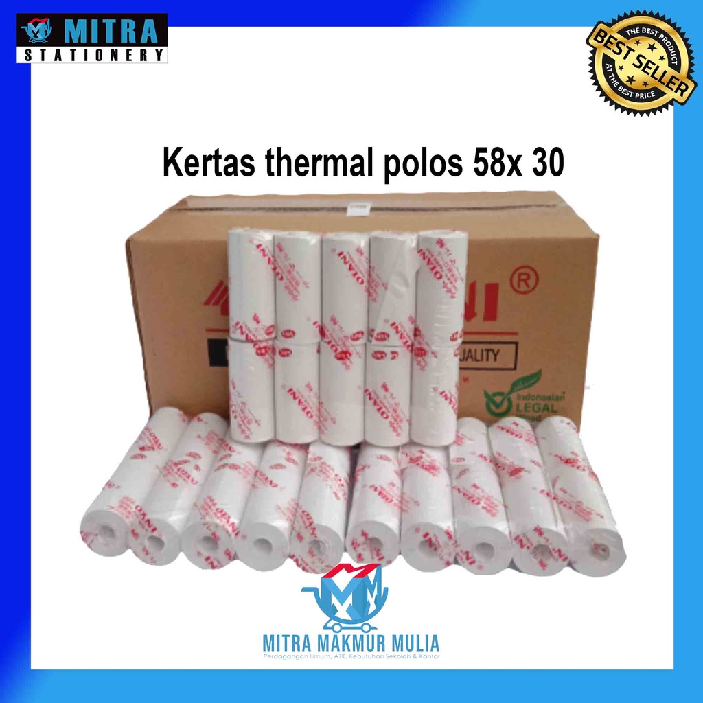 

Kertas Thermal, Printer Thermal, Kasir dan EDC Polos 58x30