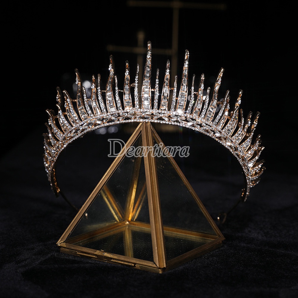 Bridal Hair Accessories Retro Queen Crown Alloy Rhinestone Crown Tiara