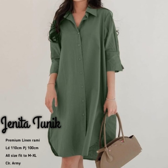 tunik polos wanita lengan panjang dress jenita polos