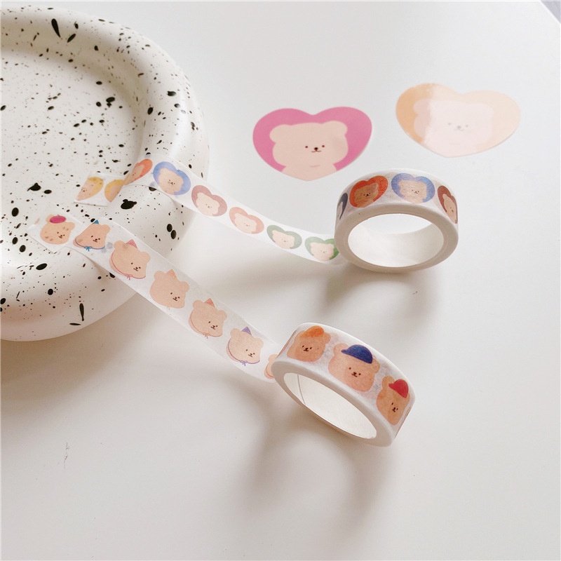 Selotip Washi Tape Motif Kartun Gummy Bear / Hati Panjang 5 Meter Untuk Dekorasi Diary