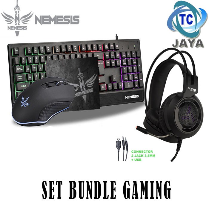 KEYBOARD MOUSE NYK KC 300 + HEADSET HSN07 PHANTOM ( BUNDLE GAMING )