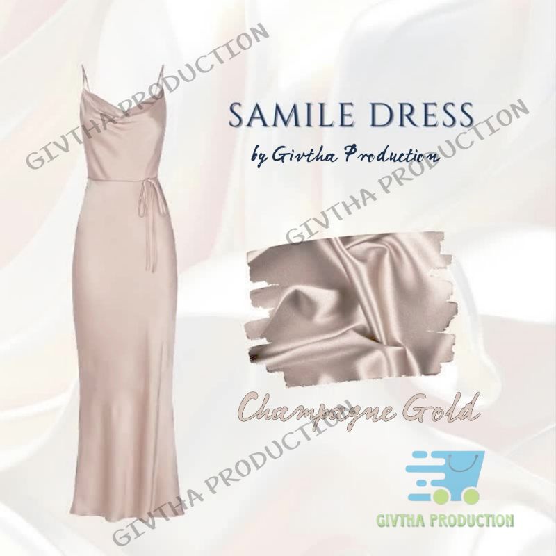 Long SAMILE Dress Satin Tali Pinggang - Givtha Production