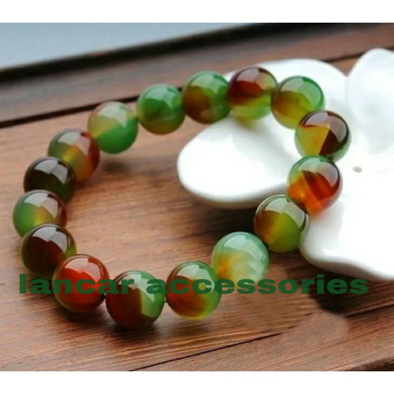 COD✅ Gelang Batu Akik Endong Panca Warna Asli Natural 10 mm