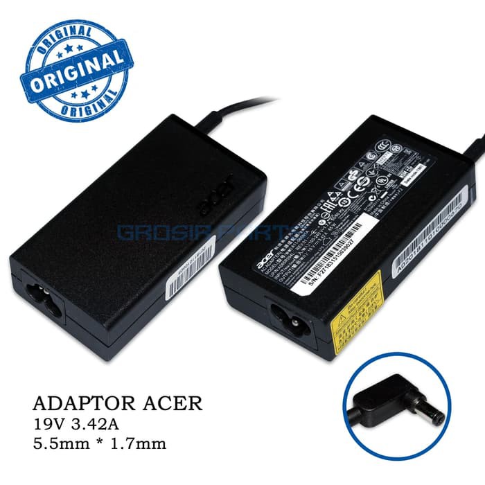 Adaptor charger Original 19V 3.42A Acer Aspire S3 E1 S3 V3 4745 5820T New Model DC. 5.5x1.7mm