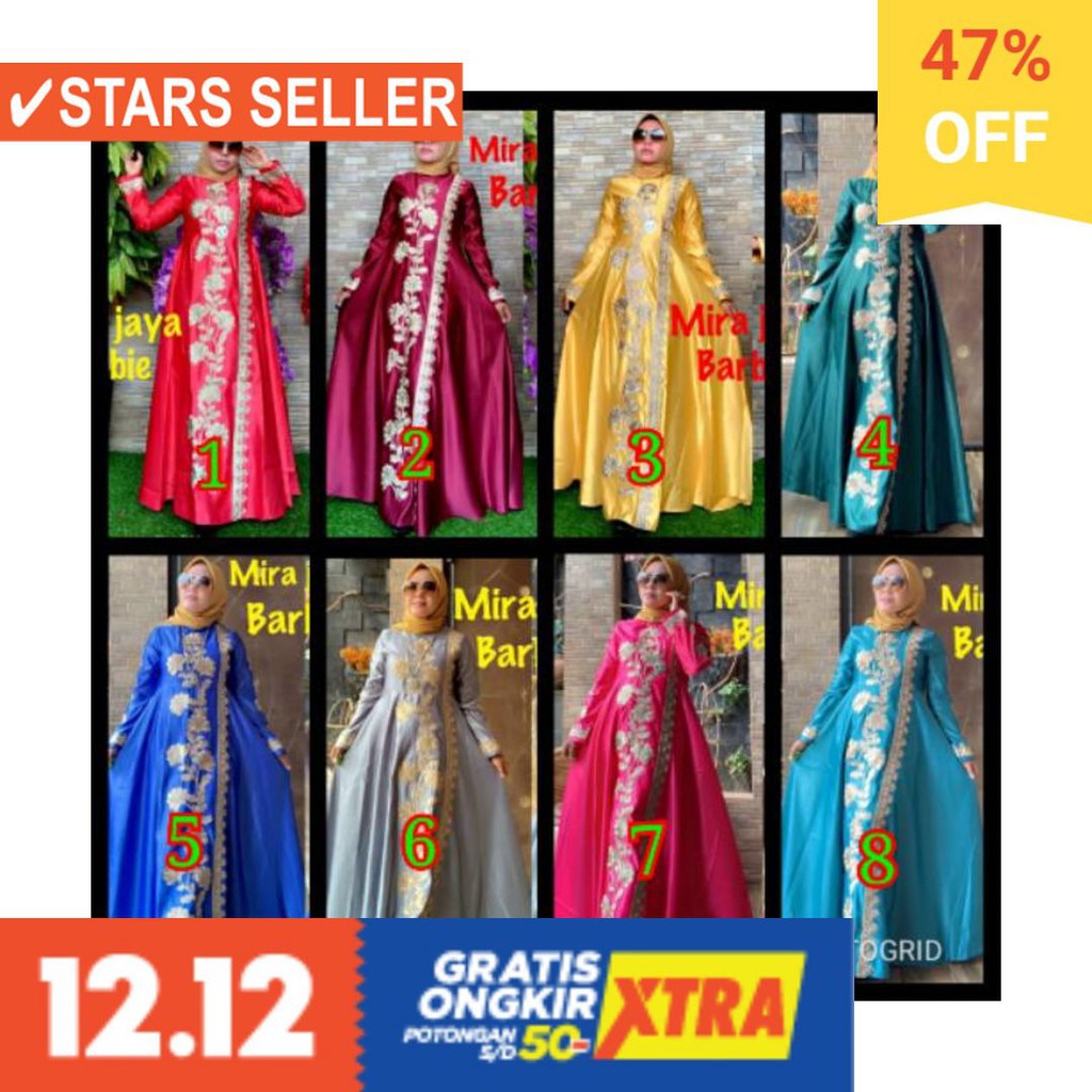 BAJU LEBARAN PAKAIAN MUSLIMAH SYARI BERGO BALOTELI / Gamis Barbie by Mira jaya original bahan bridal