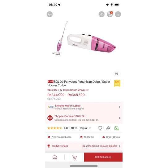 PRELOVED SUPER HOVER TURBO BOLDE VACUM CLEANER