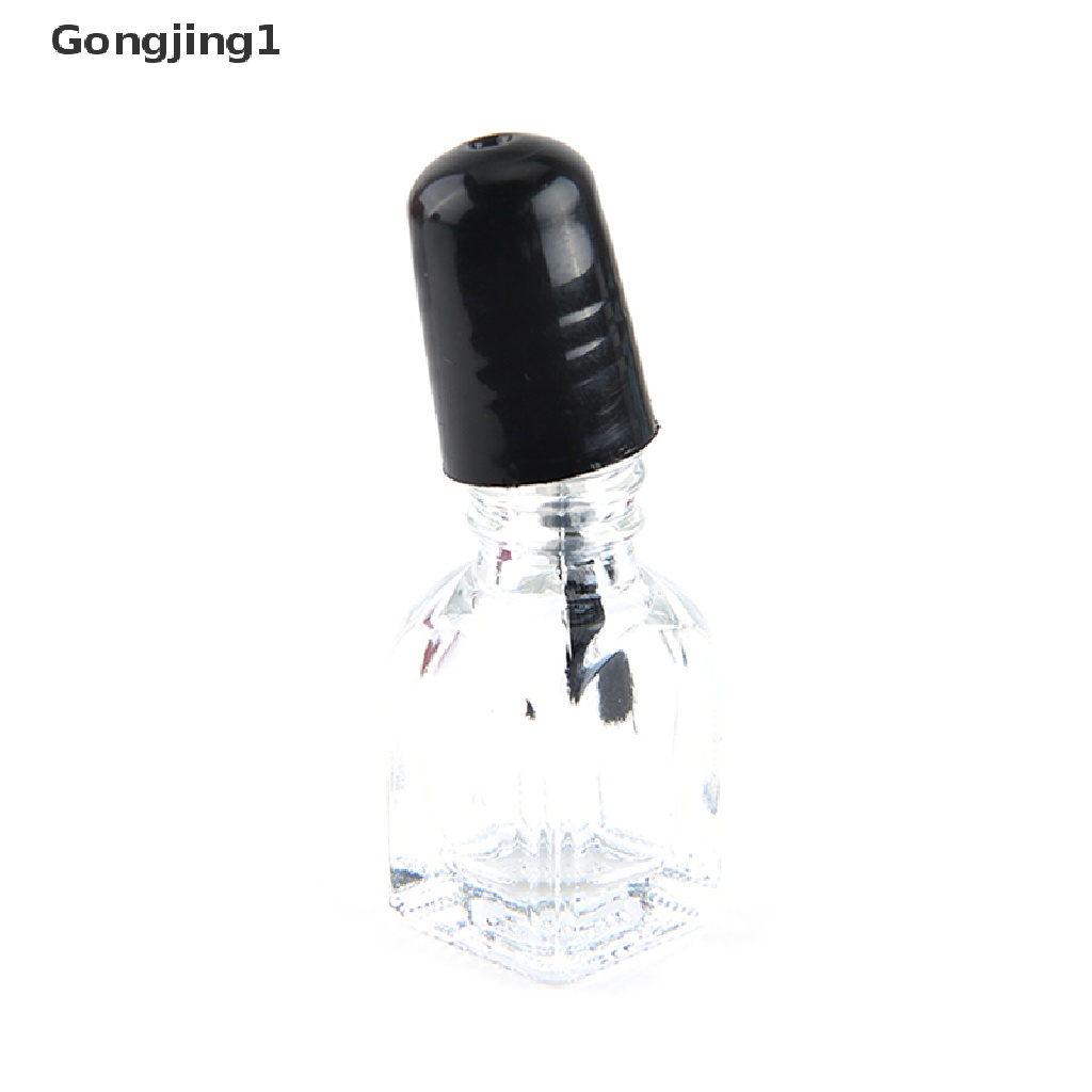 Gongjing1 / 2 / 3ml Botol Kaca Kosong Transparan Dengan Tutup Hitam Untuk Kutek