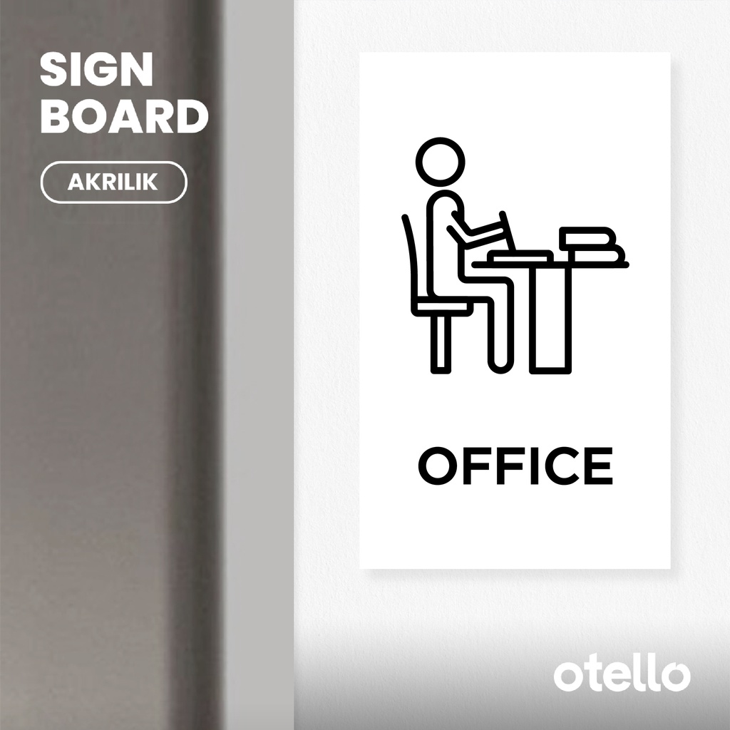 Otello Signage Papan Nama Office Sign Board Akrilik Print Papan Petunjuk Signage Ruangan Kantor Label Tempelan Dinding Pintu