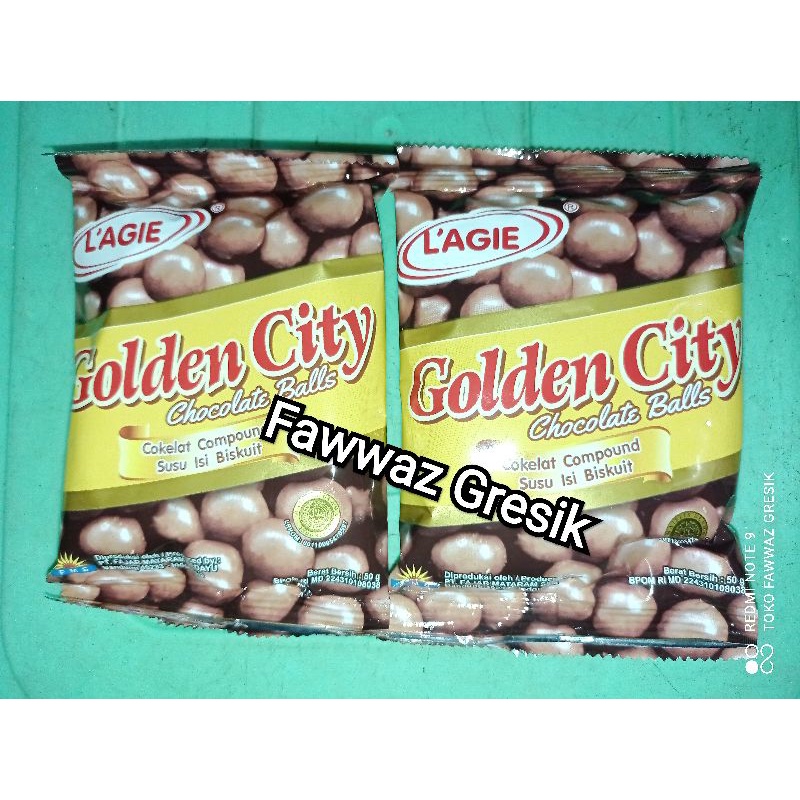 L'agie Golden City Ball Coklat 50gr - Netto 50 gr