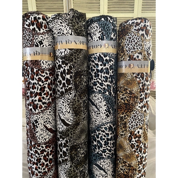 bahan/kain rayon premium motif leopard seri 4warna boleh ambil perwarna sesuai keinginan (HARGA PERy