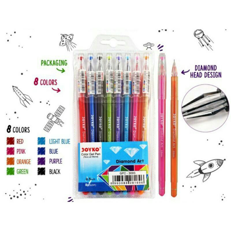 

PULPEN JOYKO GEL 8 WARNA/Color gel pen Diamond Art GPC-309S#stationary#alattulis#pulpenjoykowarna#pulpenmurah#sekretaris#administrasi#pulpenwarnamutarah