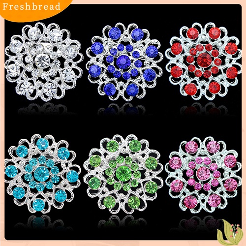 [ TERLARIS]Rhinestone Crystal Brooch Hollow Out Collar Pin Silver Plated Flower Jewelry