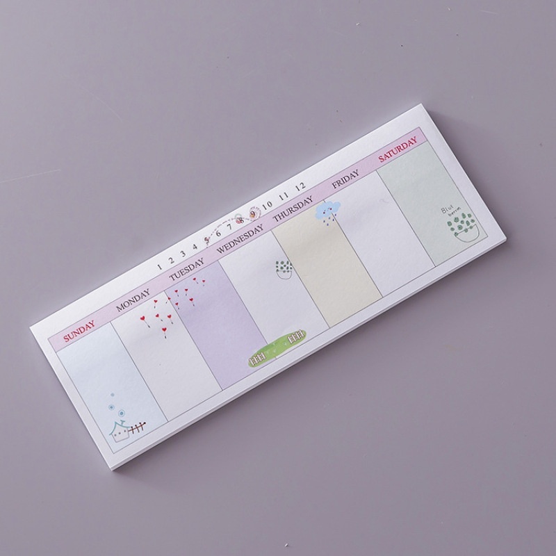 Study&amp;Work Weekly Plan List Grid Memo Pad Sticky Mini Notes Bookmark School Office Supply