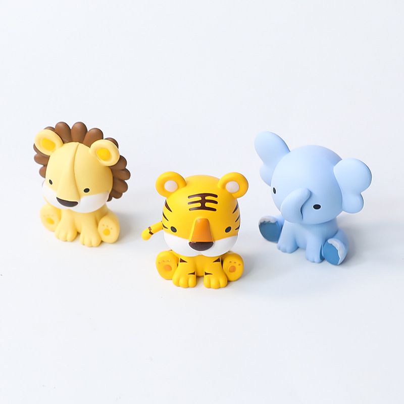 Forest Animal Jungle Theme Tiger Lion Doll Birthday Party PVC Cake Decoration Mold