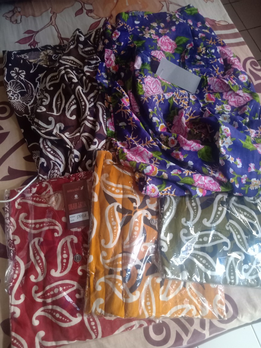Kemeja Batik  Kawung Biru Free Masker