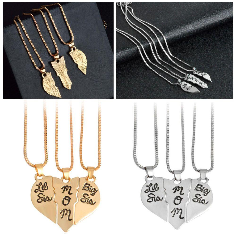 R-flower 3Pcs Love Heart Pendant Fashion Perhiasan Istimewa Hadiah Keluarga