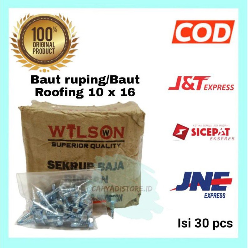 [Isi 30 pcs] Baut Ruping/Paku Roofing Wilson Baja Ringan 10 x 16