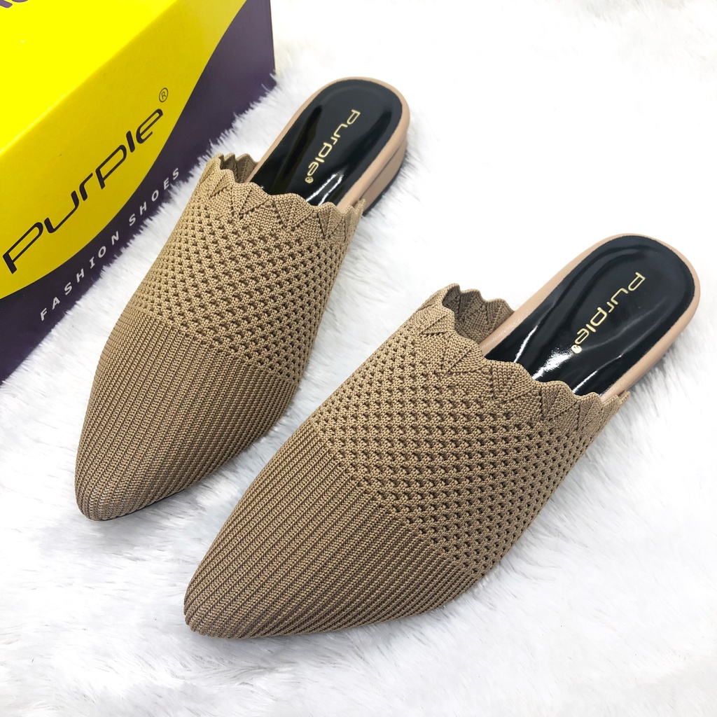 Sendal Flat Rajut Camela Series Purple Shoes