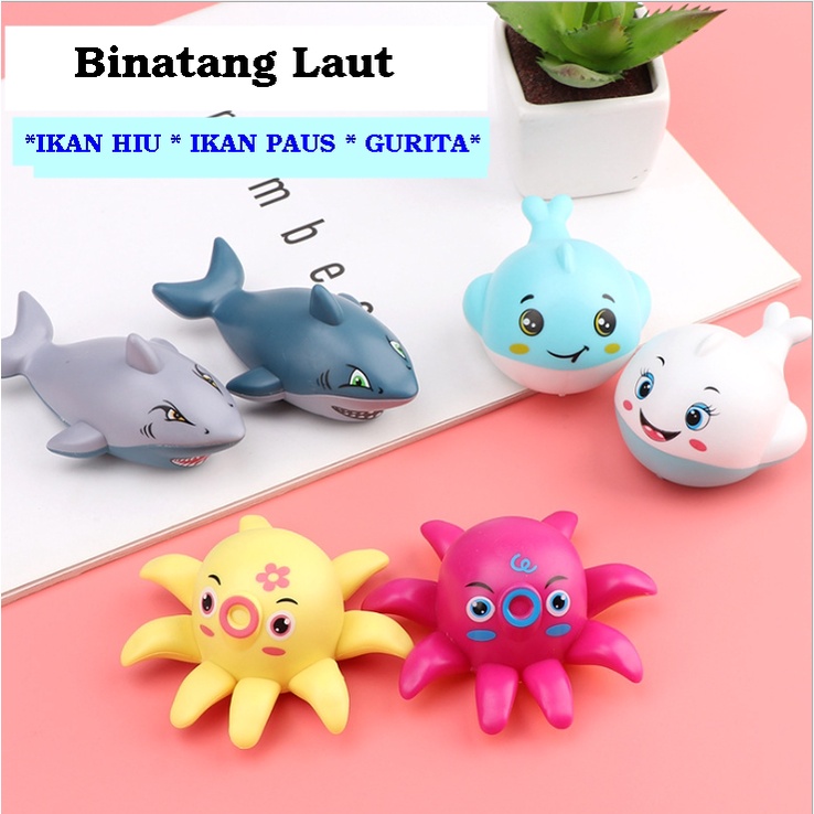 Mainan Anak Mobilan Bentuk Binatang Laut/ Mainan Lucu Tarik Mundur (Pull Back) MURAH Paus Hiu Octopus Kepiting Kura Ikan SEA ANIMALS-2