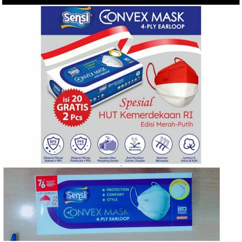 masker Sensi Convex - warna Putih saja dan warna merah Putih