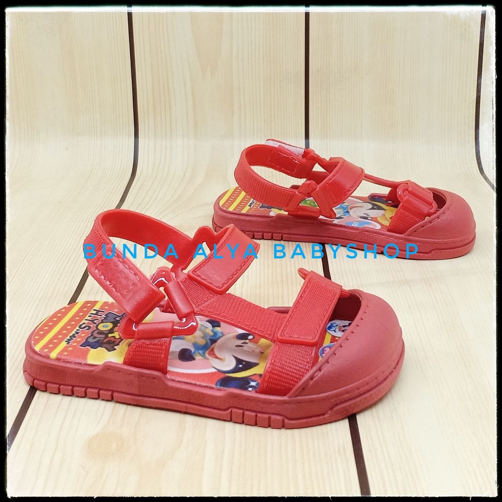 Sendal Anak Laki Laki Umur 9 Bulan 1 2 3 4 5 Tahun MERAH Anti Licin Motif Kartun Alas Karet - Sepatu Sandal Anak Cowok Elastis Lucu Nyaman DIpakai