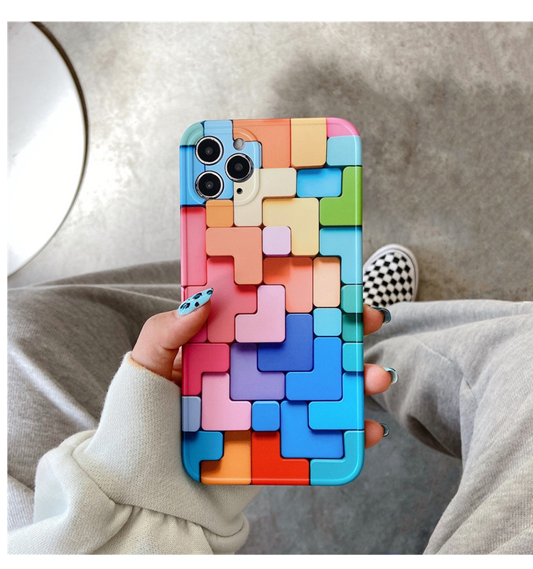 Fashion Rainbow Cube Soft Phone Case For iphone 12 Mini 11 ProMax X XS XR SE2020 8 7 Plus Colorful Silicone TPU Protection Cover