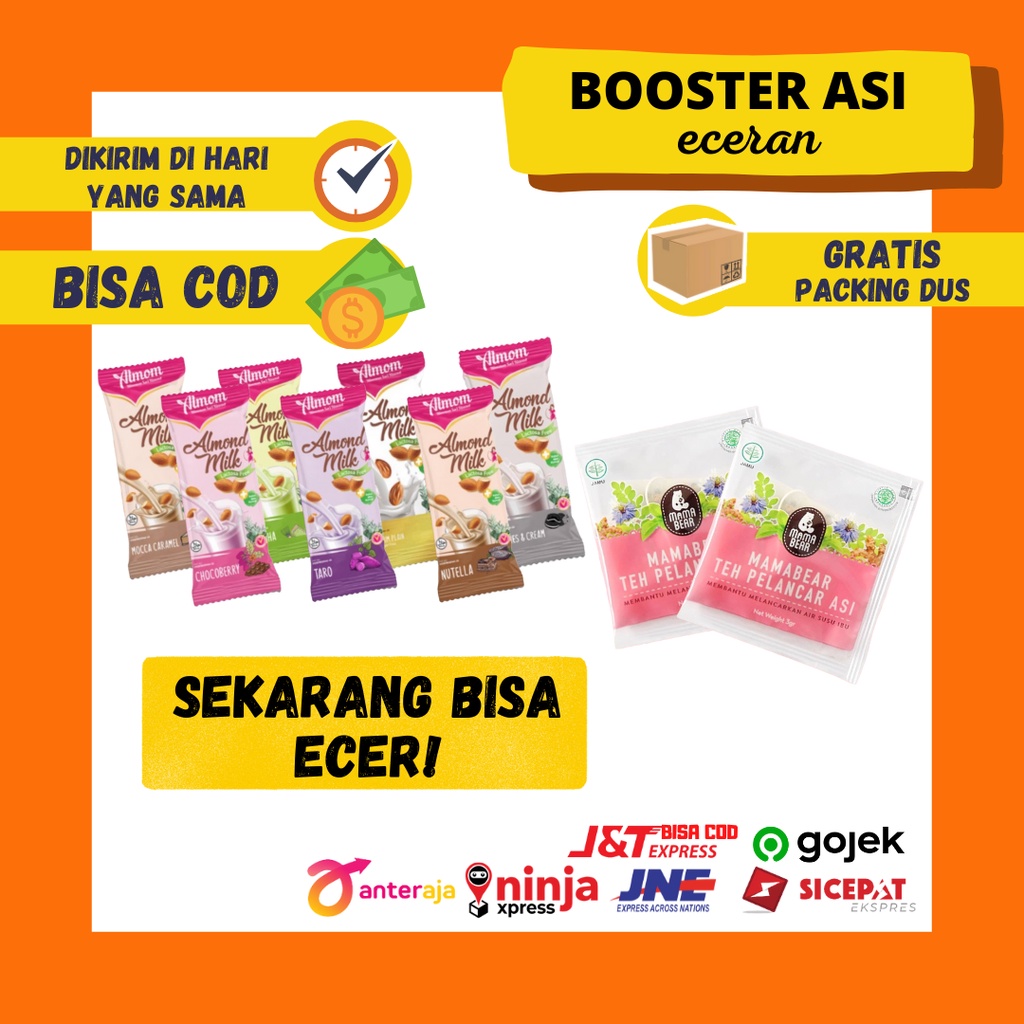 Paket Mama Bear Teh Booster Asi Almon Mix Almom Terlaris Coklat Nutella Nutela ECERAN