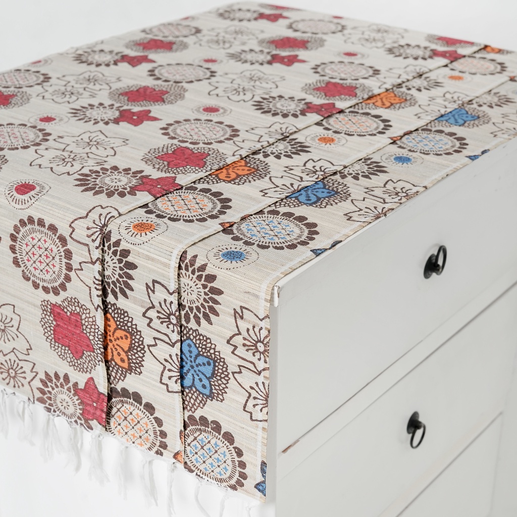 Taplak Meja Ruang Tamu Minimalis Loper Model Printing Motif Sakura 35x95cm | Dekorasi Ruang Tamu