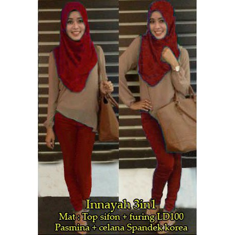TERMURAH [Innayah Merah SW] pakaian wanita setelan muslim warna merah
