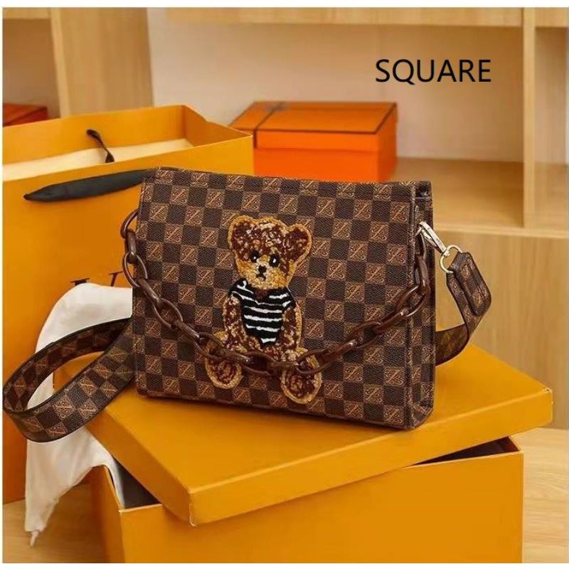 IMPORT TERMURAH GRATIS EXTRA Z12205 TAS SELEMPANG WANITA FASHION TERBARU TERLARIS COKLAT PETAK